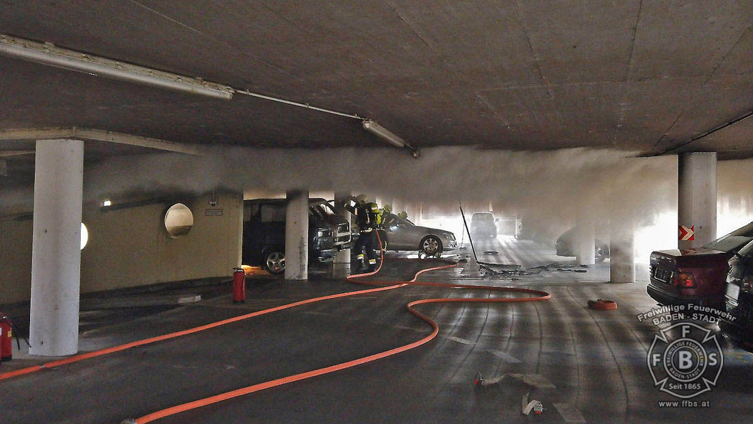 20200304 Fahrzeugbrand in Baden Parkdeck Zentrum Süd