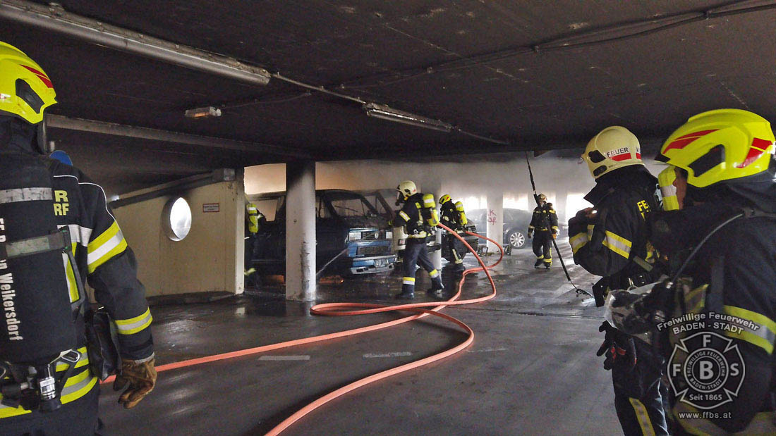 20200304 Fahrzeugbrand in Baden Parkdeck Zentrum Süd