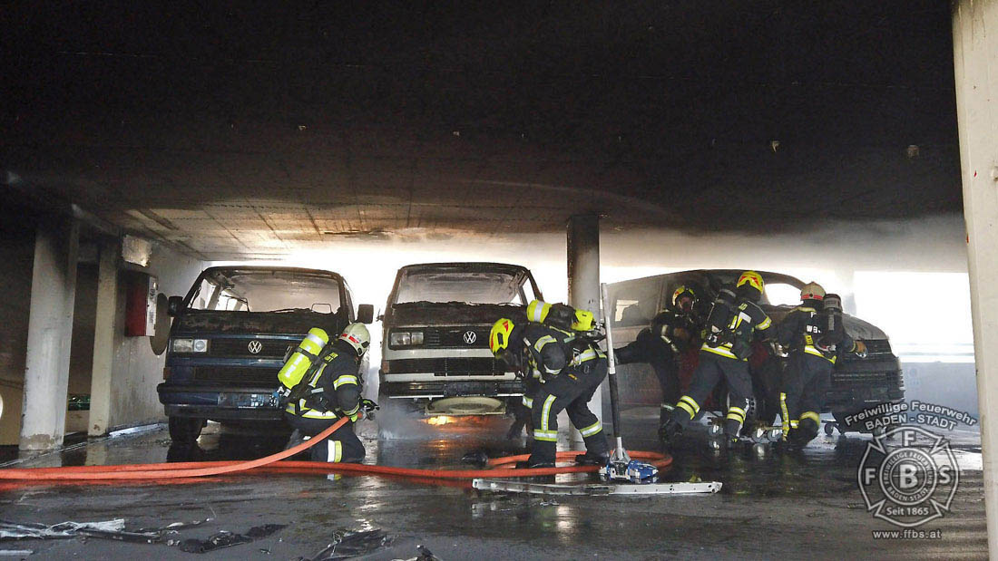 20200304 Fahrzeugbrand in Baden Parkdeck Zentrum Süd