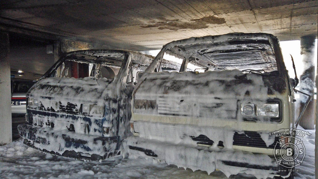 20200304 Fahrzeugbrand in Baden Parkdeck Zentrum Süd