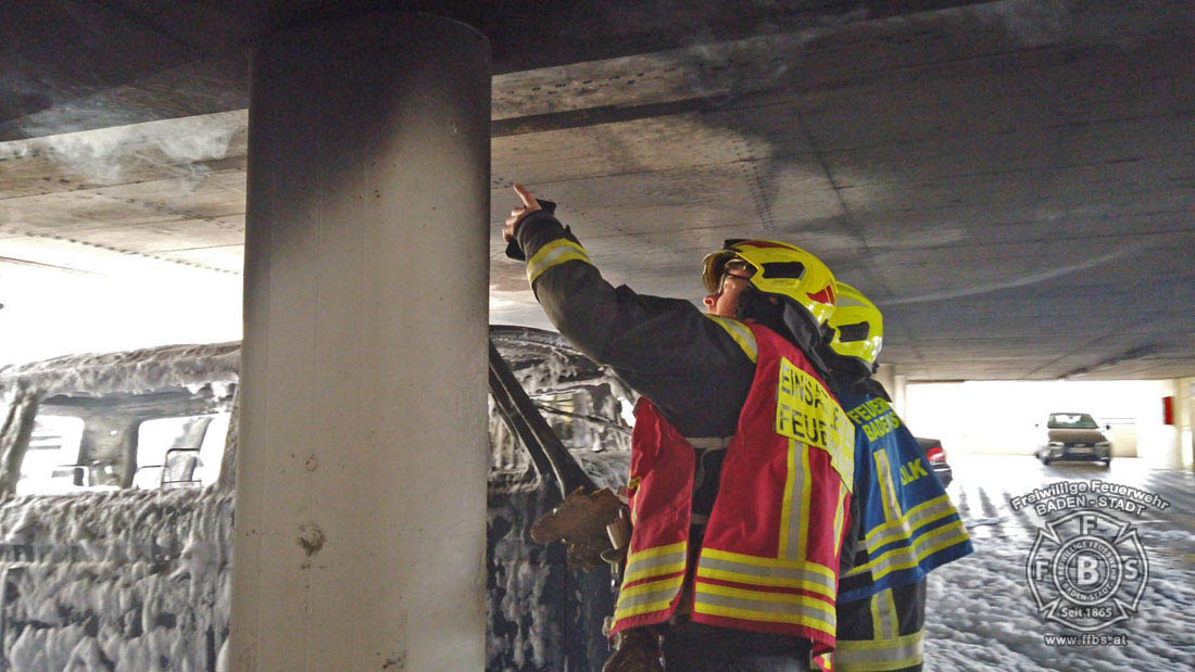 20200304 Fahrzeugbrand in Baden Parkdeck Zentrum Süd